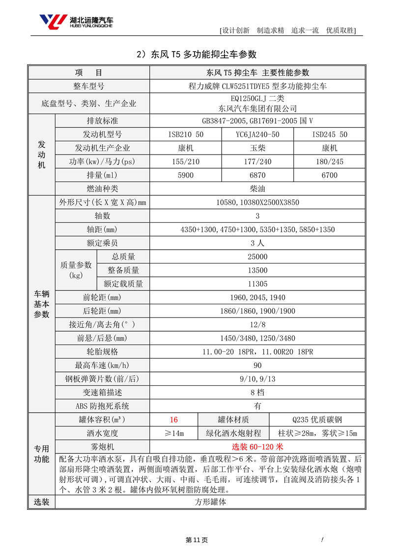 16噸東風T5多功能抑塵車資料（圓罐、60-120米霧炮）(圖5)